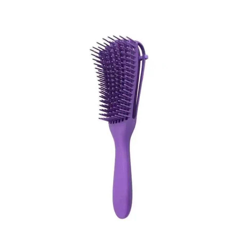 8 Row Detangler Brush Ergonomic Removable Universal Portable Detangling Massage Brush Hair Brush for Women Purple