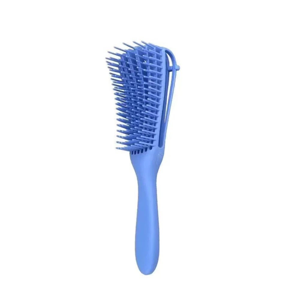 8 Row Detangler Brush Ergonomic Removable Universal Portable Detangling Massage Brush Hair Brush for Women Blue