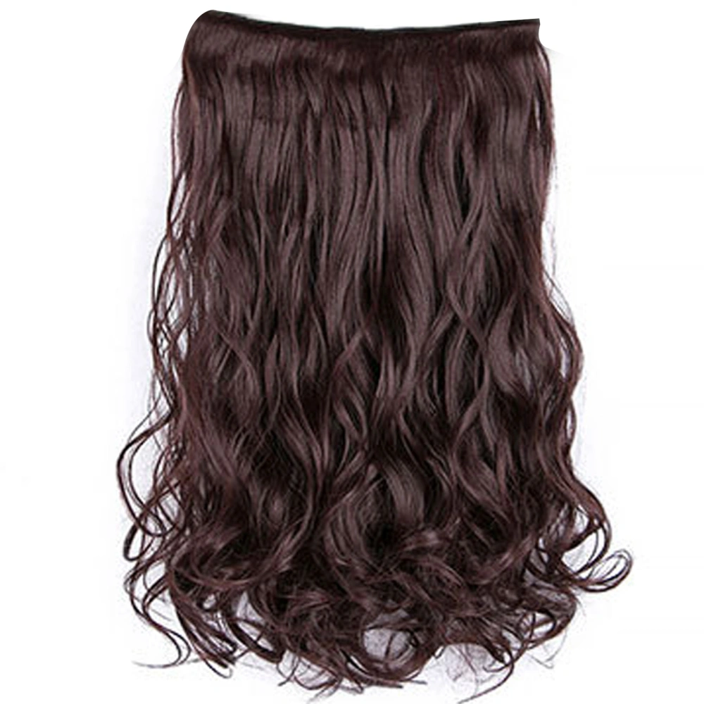 23.6in Hair Extension Wave Curly Matte Synthetic 6 Clips Hairpiece Extension for Women Dark Brown