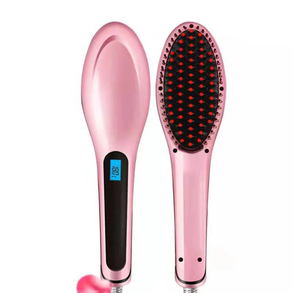 Hair Straightener Brush Ceramic Fast Heating Negative Ion Hot Brush Hair Straightener for Home Salon US Plug Flat Plug