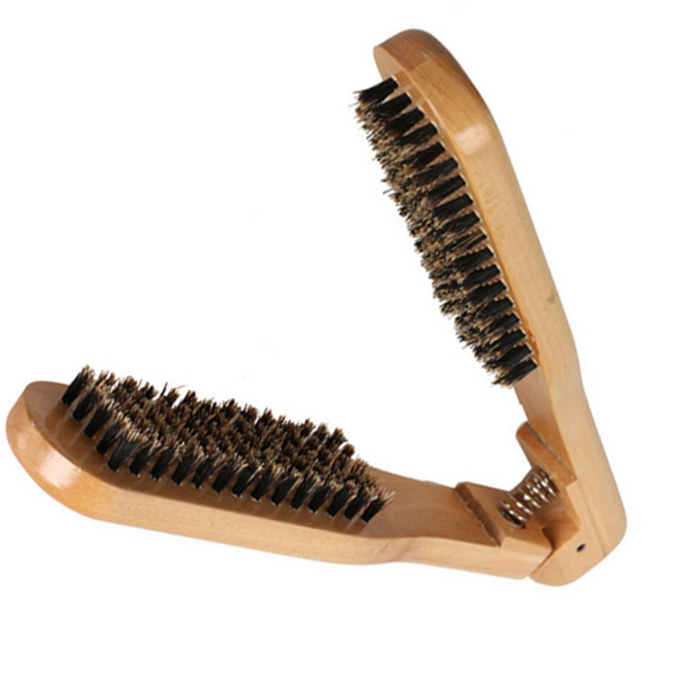 Wooden Hair Straightener Brush Prevent Hair Scalp Damage Double Sides Hair Brush Comb Clamp Burlywood