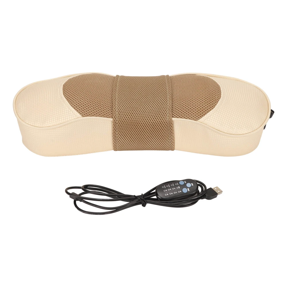 Neck Massager Pillow Heating Vibration Intelligent 4 Levels Kneading Deep Tissue Massage Pillow Beige