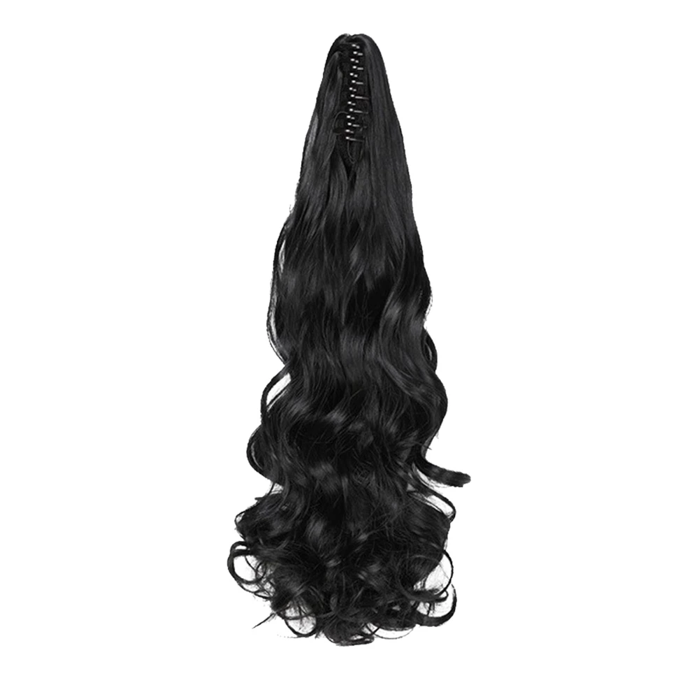 Women Long Wavy Curly Ponytail Hairpiece Synthetic Claw Clip Ponytail Wig for Hair Extension 19.7 Inch