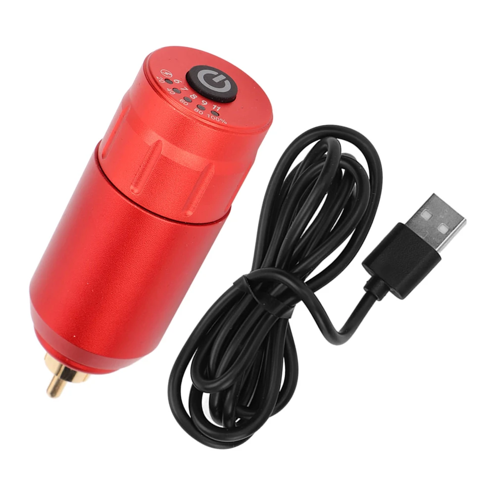 Wireless Tattoo Power Supply Voltage Adjust Aluminium Alloy USB Rechargeable RCA Tattoo Machine Battery Red