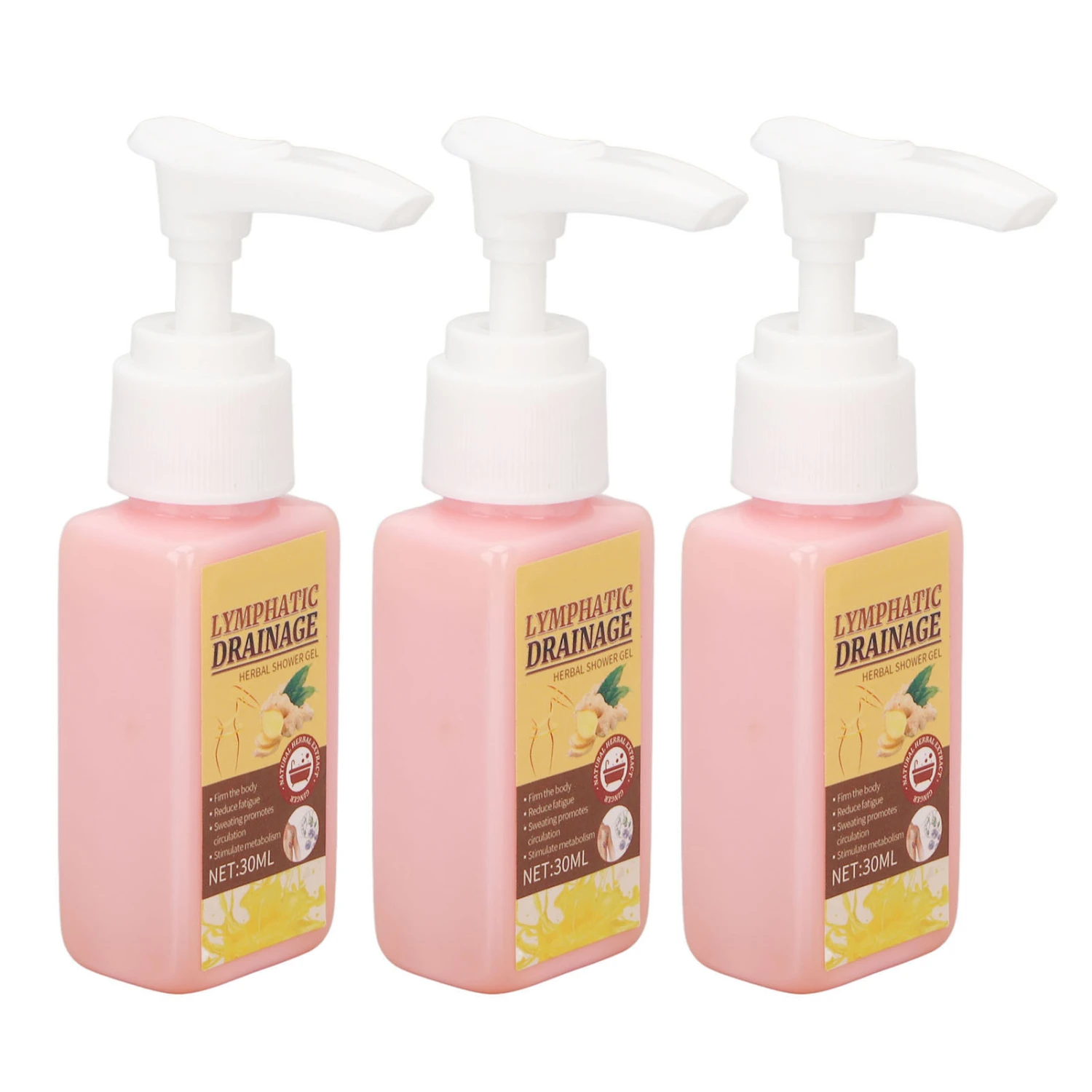 3pcs Ginger Body Slimming Shower Gel Skin Tightening Smoothing Fat Burning Drainage Body Wash