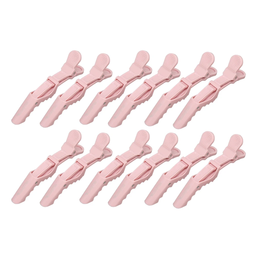 12pcs Hair Clips Pink Rebound Spring Portable Design Electroplating ABS Hair Sectioning Clips for Salon Household