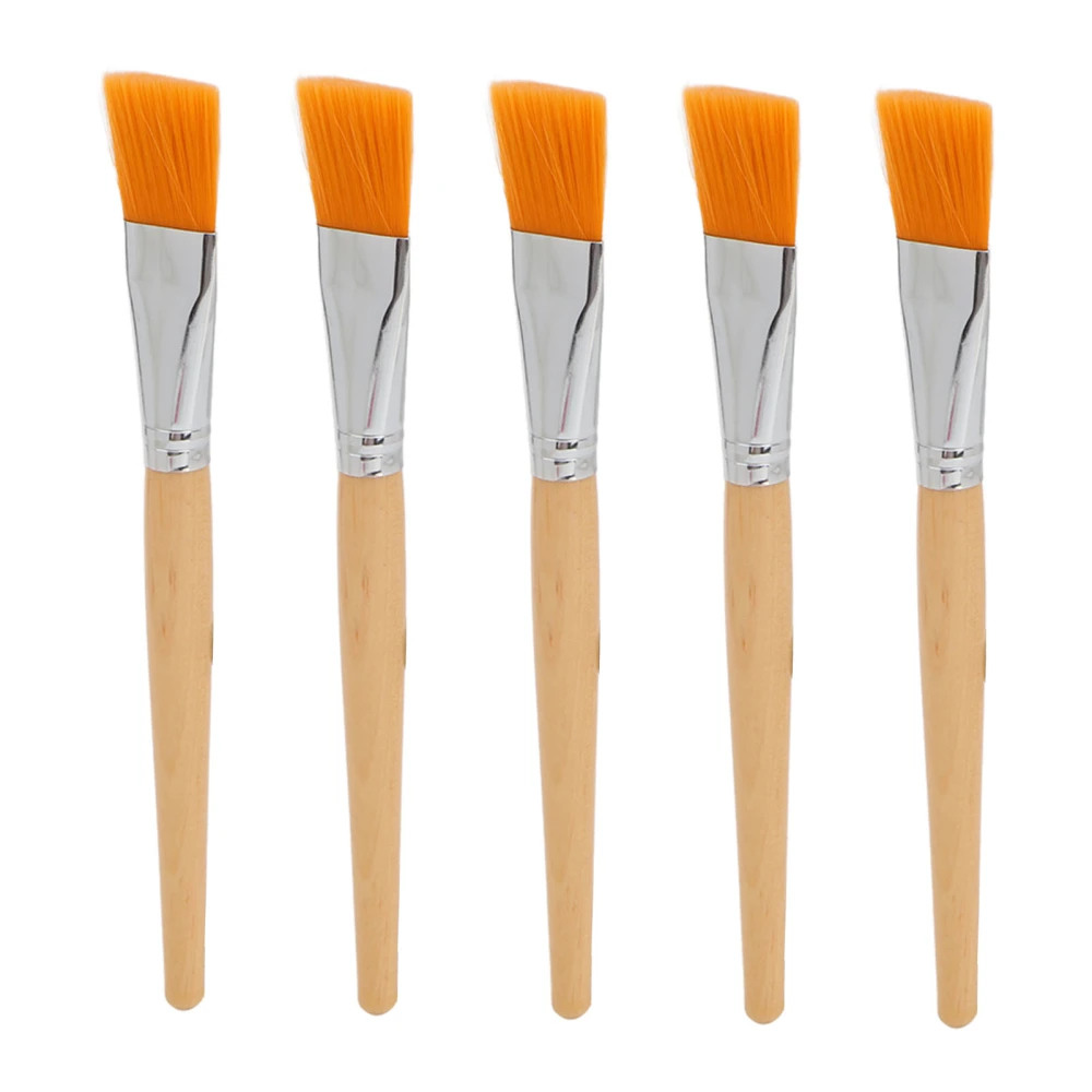 5pcs Makeup Facial Applicator Brush Soft DIY Wood Handle Comestic Fan Brush Set for Mud Cream