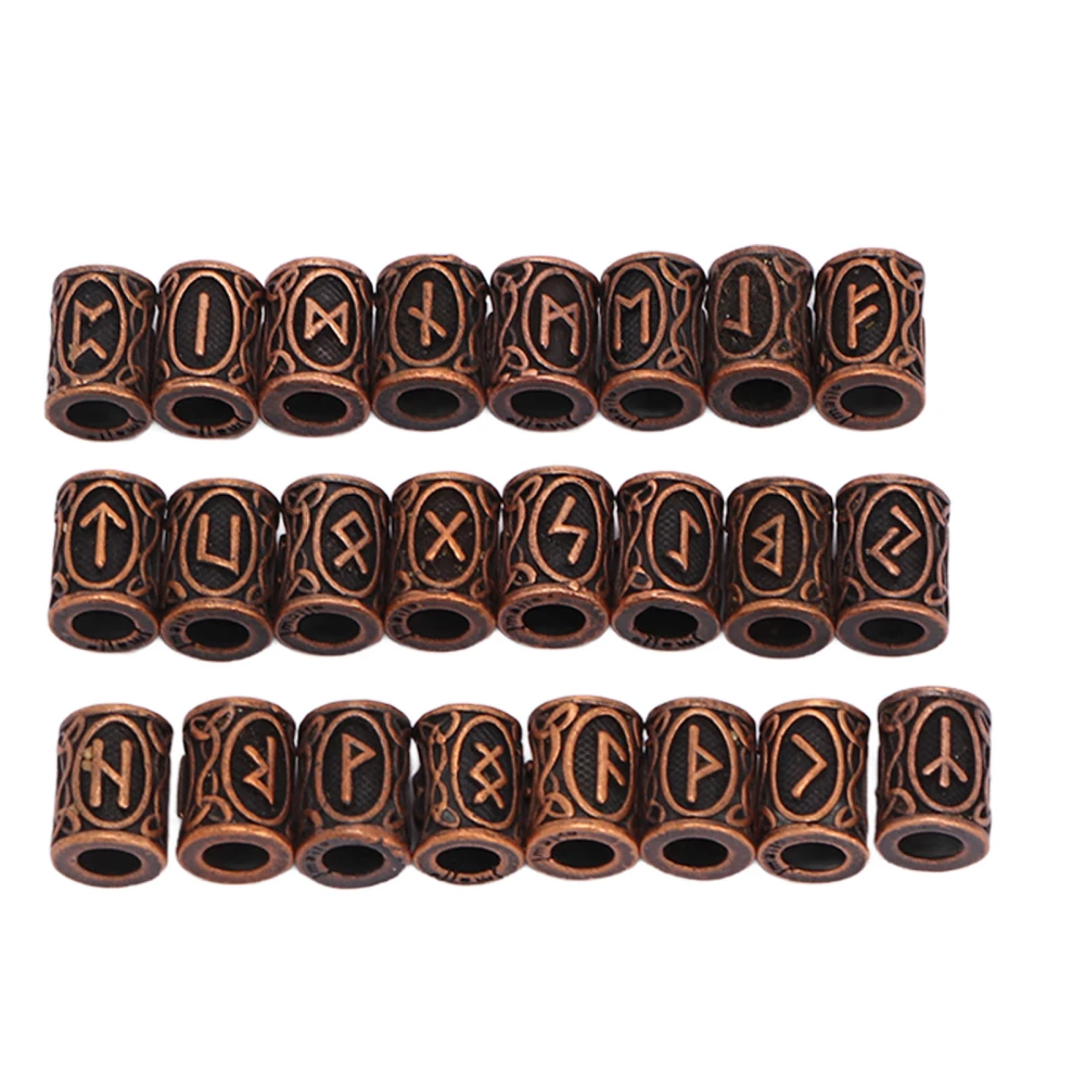 24 PCS Antique Copper Hair Beads Vintage Large Hole Metal Braiding Tube Beads for DIY Jewelry Hair Decoration