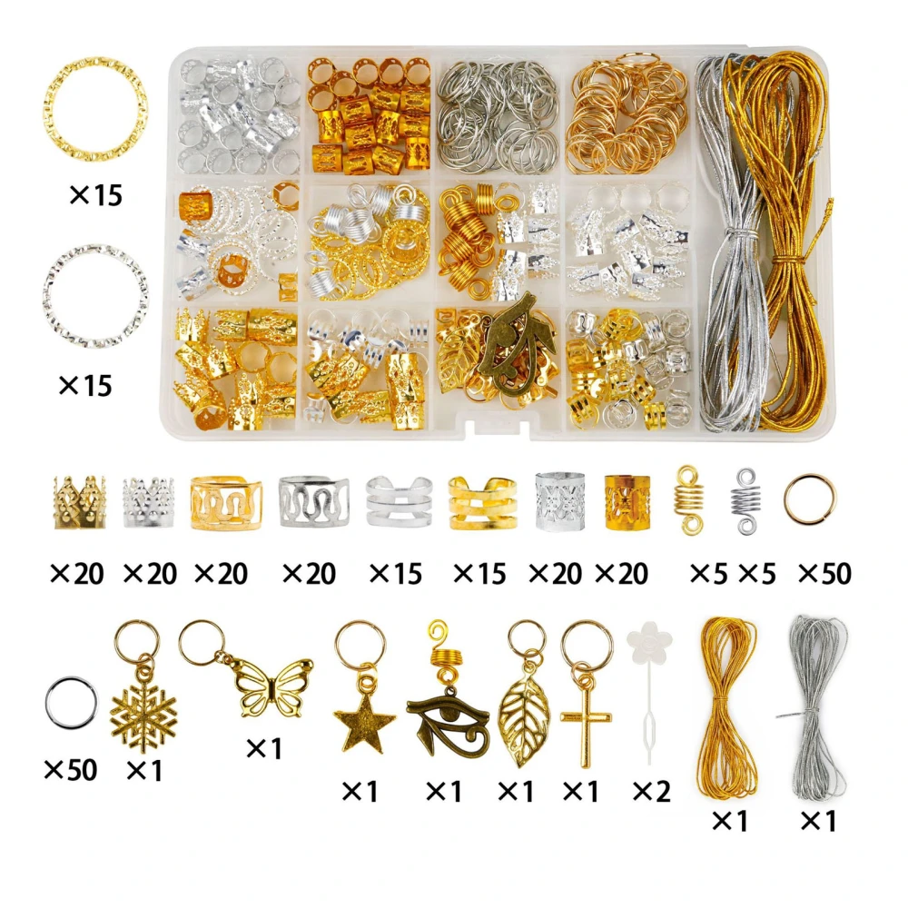 300pcs Dreadlocks Jewelry DIY Braids Accessories Hair Beader Gold Silver Thread Hair Pendants