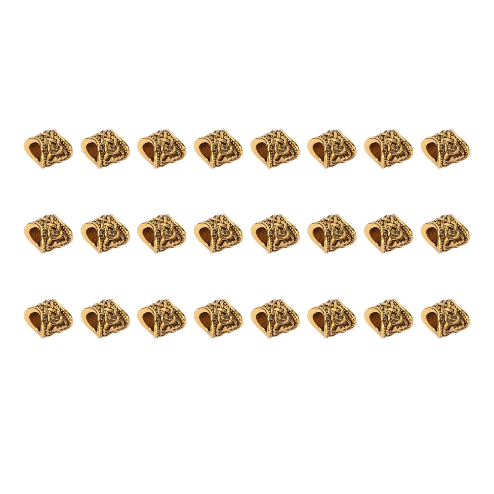 24 PCS Hair Beads Metal Ancient Gold Antique Large Hole Hair Braiding Bracelet Pendant 10 X 9mm