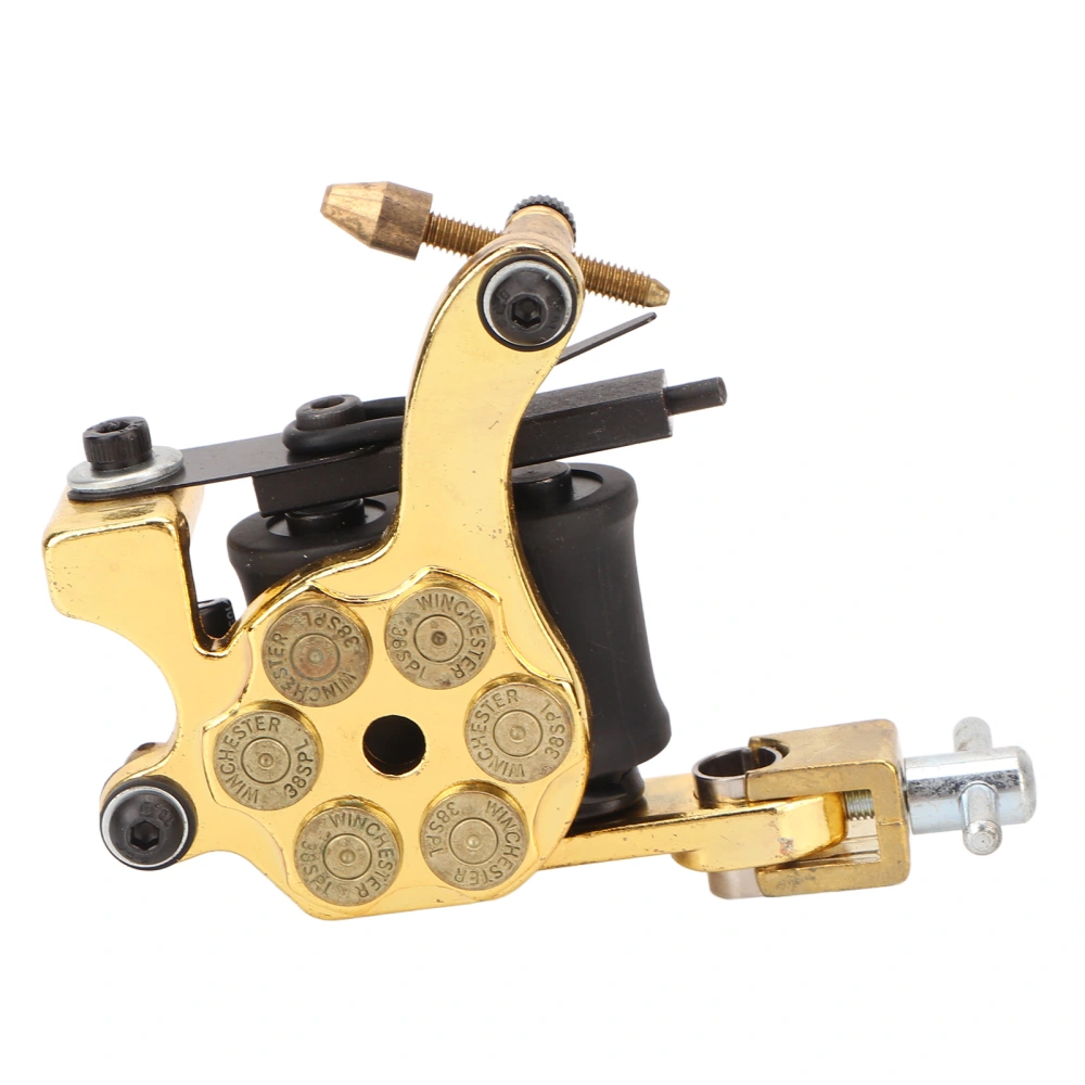 Coil Tattoo Machine Salon Electroplating Zinc Alloy Frame 10 Wraps Coil Liner Shader Tattoo Machine Gold