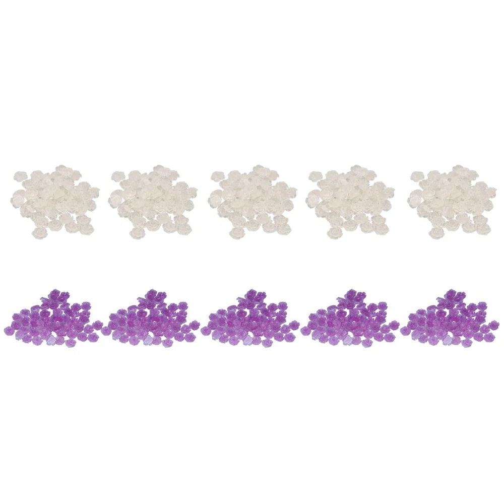 10 Bags Light Change Nail Decoration Women Resin Exquisite Cute 3D Flower Shaped Nail Decoration for Salon Purple