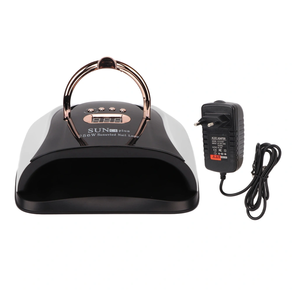 256W Nail Gel Curing Lamp Various Time Setting Detachable Bottom Nail Polish Dryer White 100‑240V EU Plug