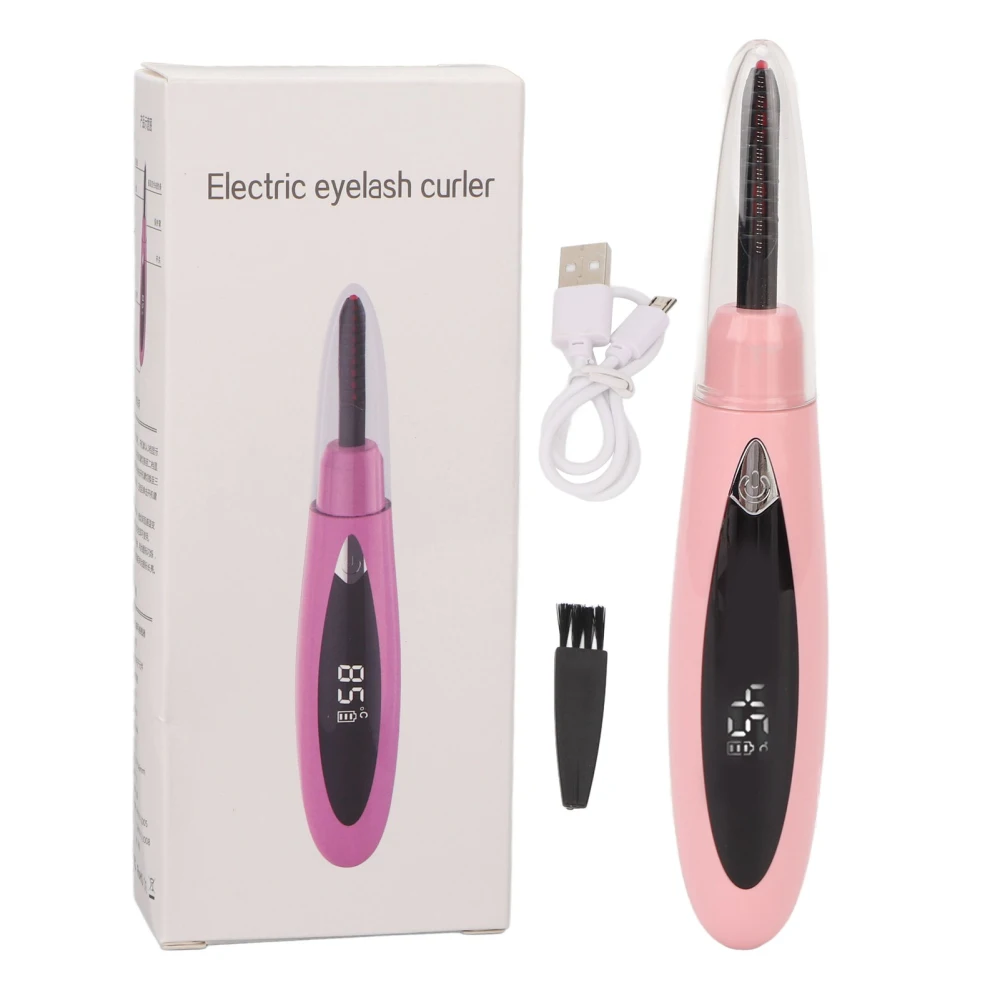 Electric Heated Eyelash Curler USB Rechargeable 3 Gear Portable Long Lasting Quick Heating Lash Curlers Pink