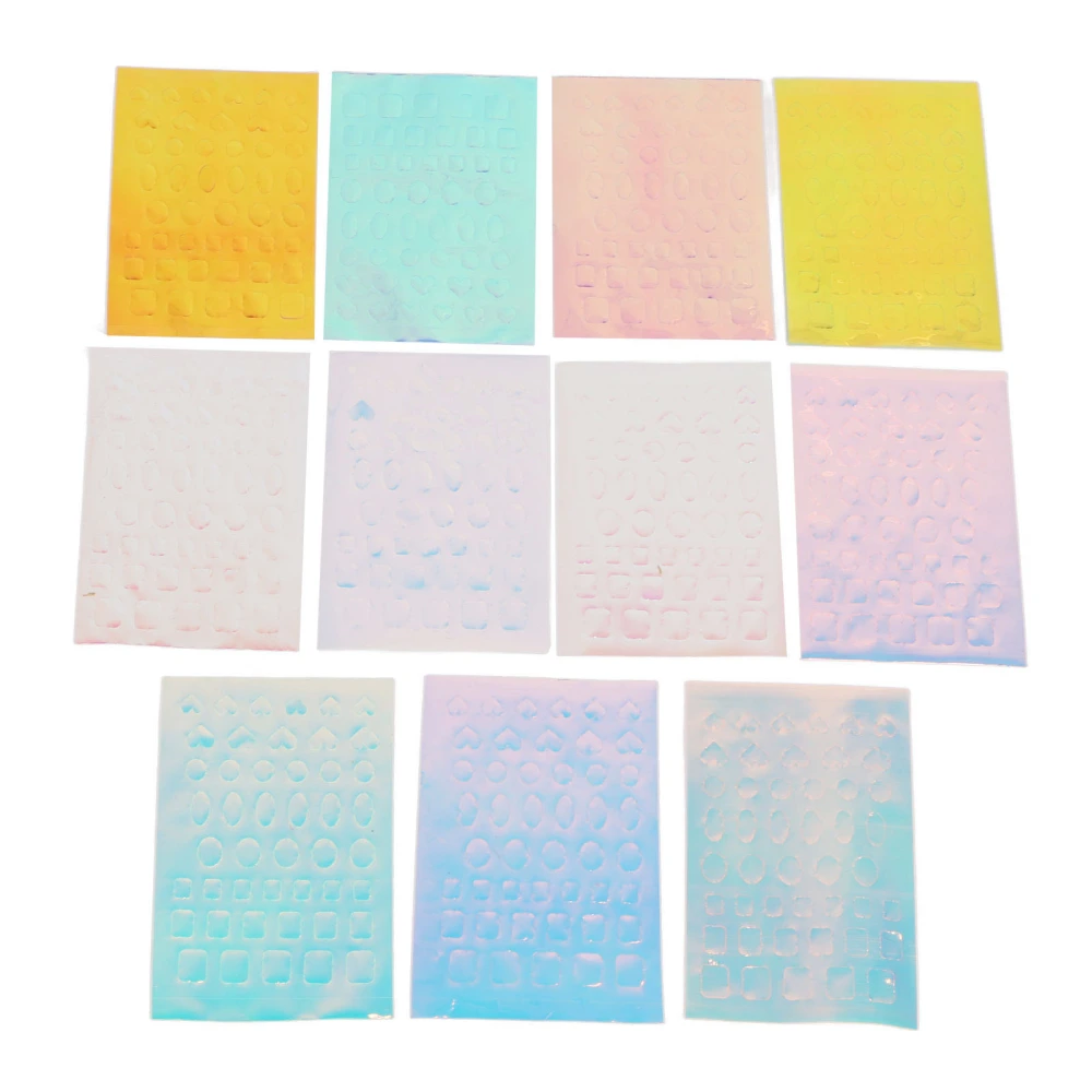 11 Sheet Nail Art Stickers Glitter Laser Colorful Multi Shape Adhesive Free Nail Art Decoration Decals Set