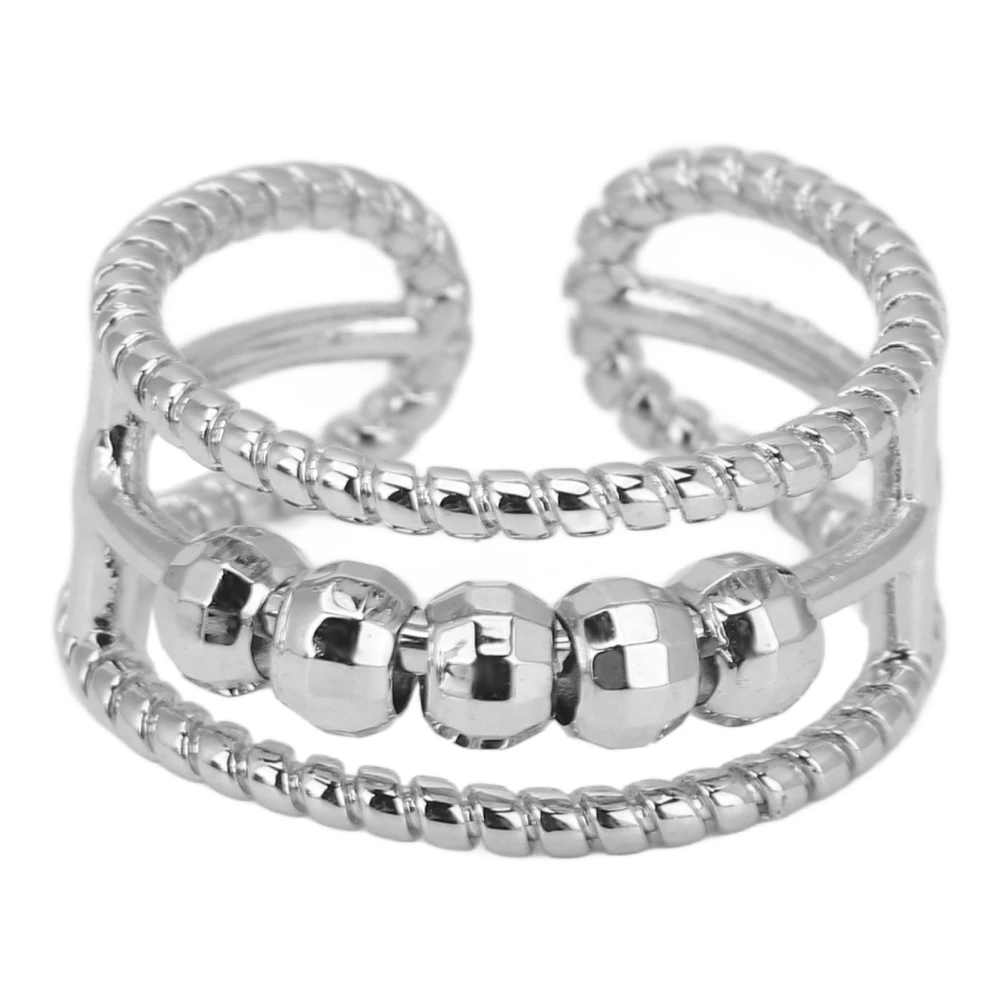 Finger Ring Rotating Bead Relieve Anxiety Opening Adjust Silver Plating Jewelry Rings