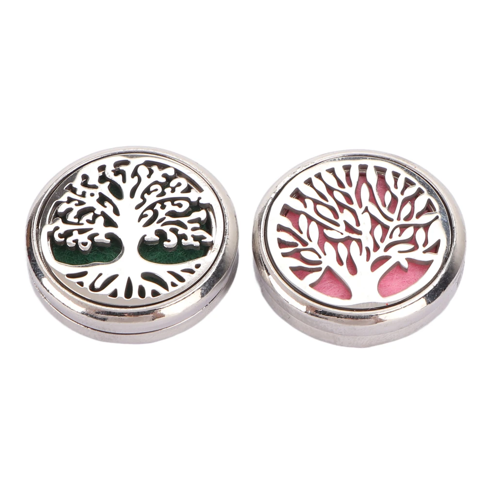 2pcs Essential Oil Diffuser Brooches Stainless Steel Lightweight Hollow Out Tree Shape Washable Locket Perfume Diffuser