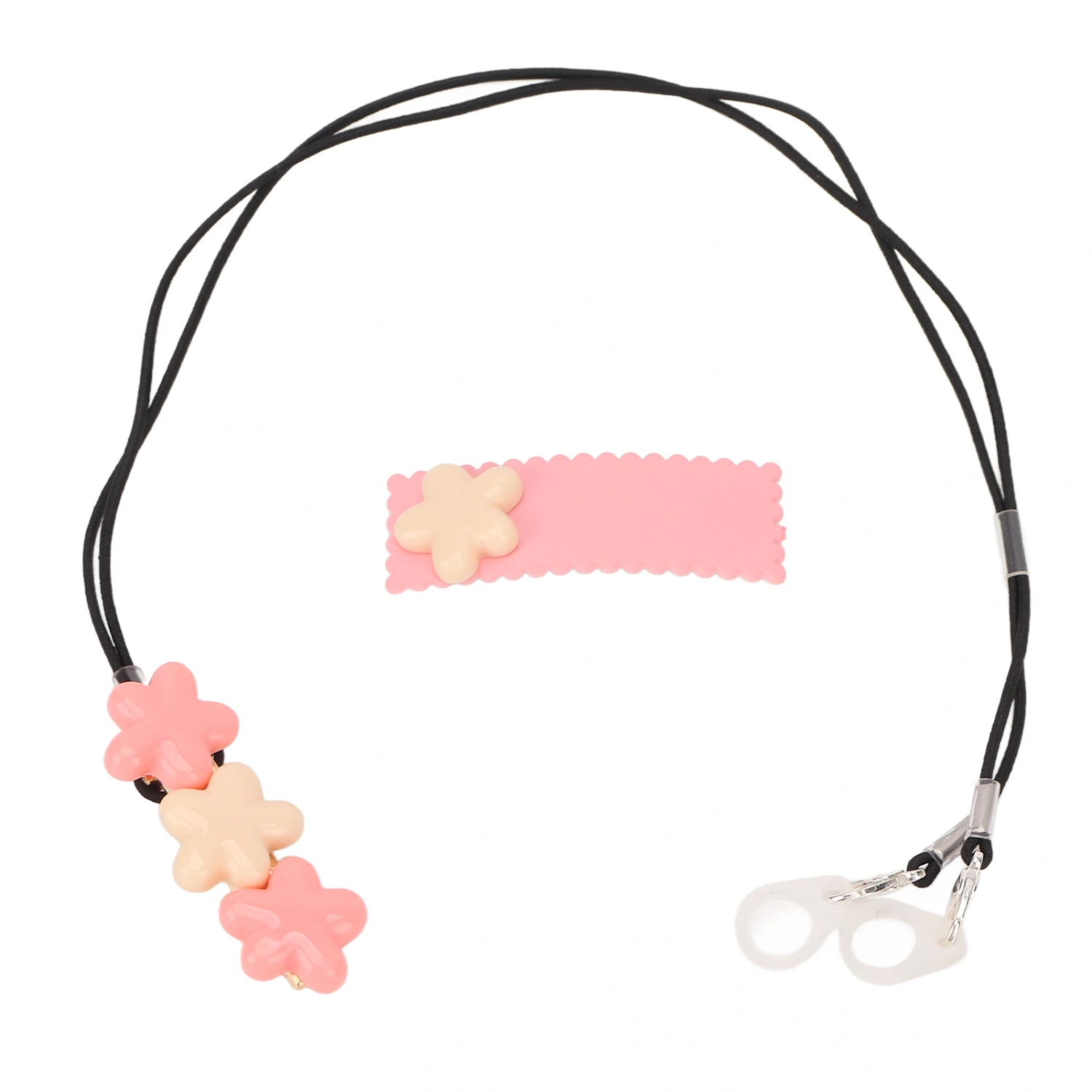 Hearing Aid Lanyard Clip 3 Flowers Beautiful Fashionable Durable Nylon Hearing Aid Accessories for Work Gardening Sports Binaural