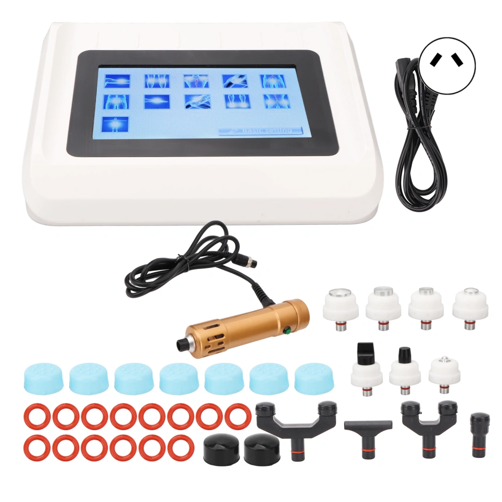 Shock Wave Machine with 4 Massage Heads 7 Fuction Heads Golden Electronic Shockwave Therapy Device 100‑240V AU Plug