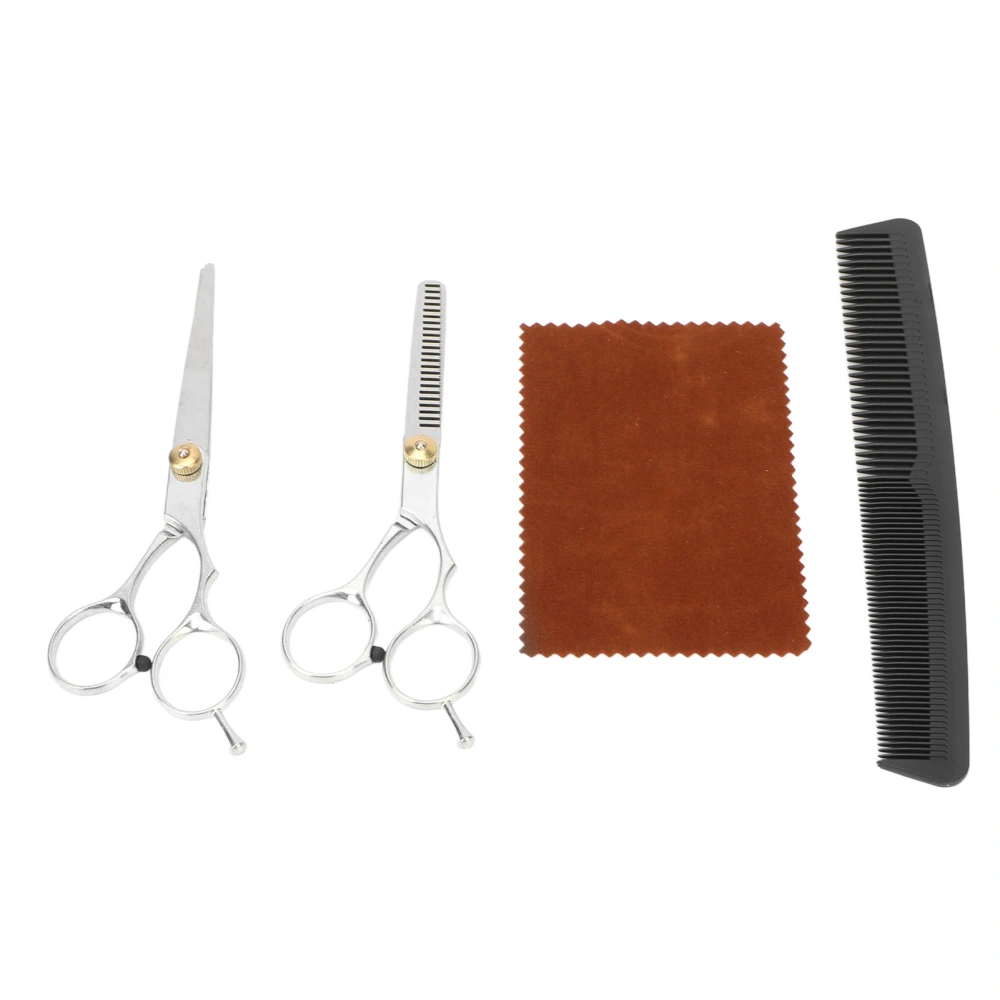 Barber Scissors Set Silver Ergonomic Design Curved Handle Professional Thinning Shears for Hair Cutting Salon