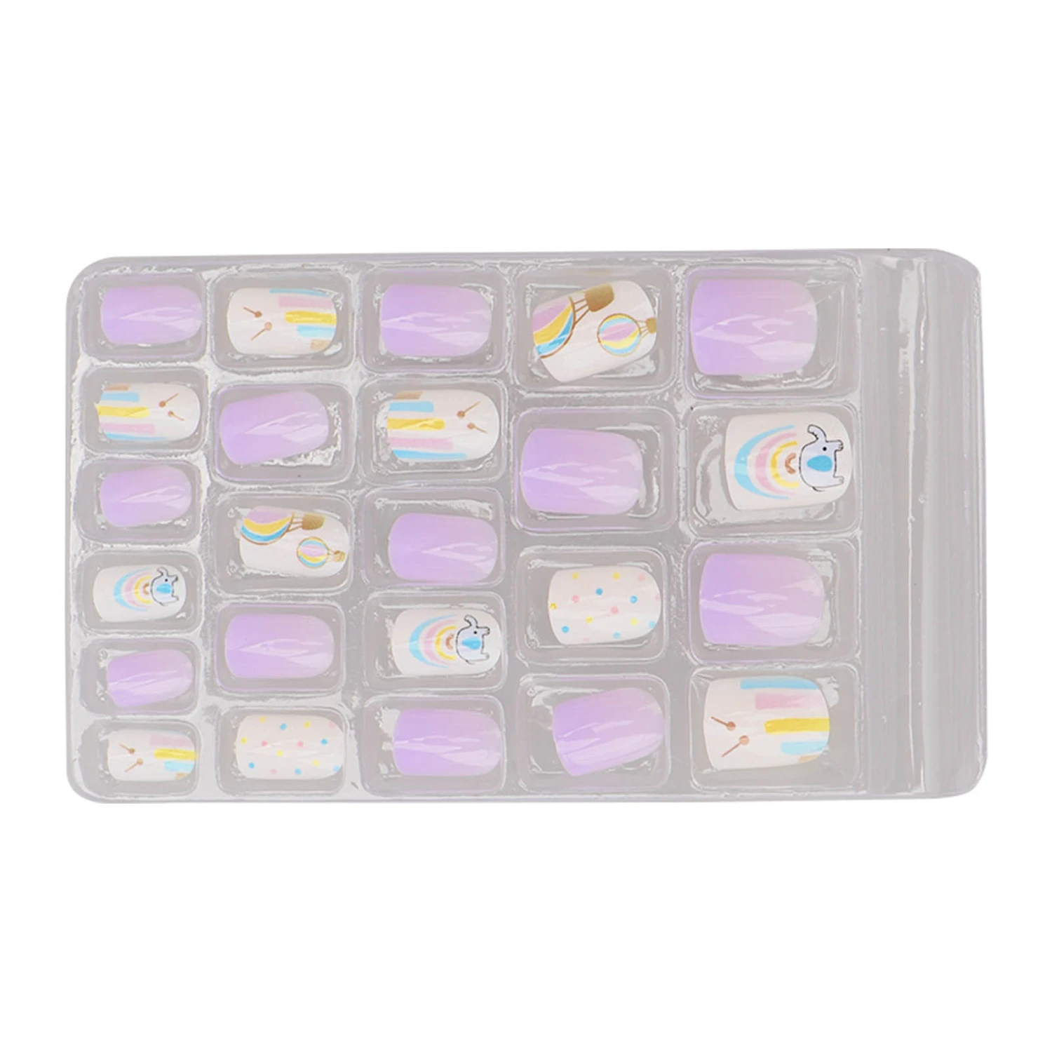 24Pcs Kids Self Adhesive Fake Nails Safe Gentle Interesting Stylish DIY Kids Full Cover Press On Nails 0040-CM42
