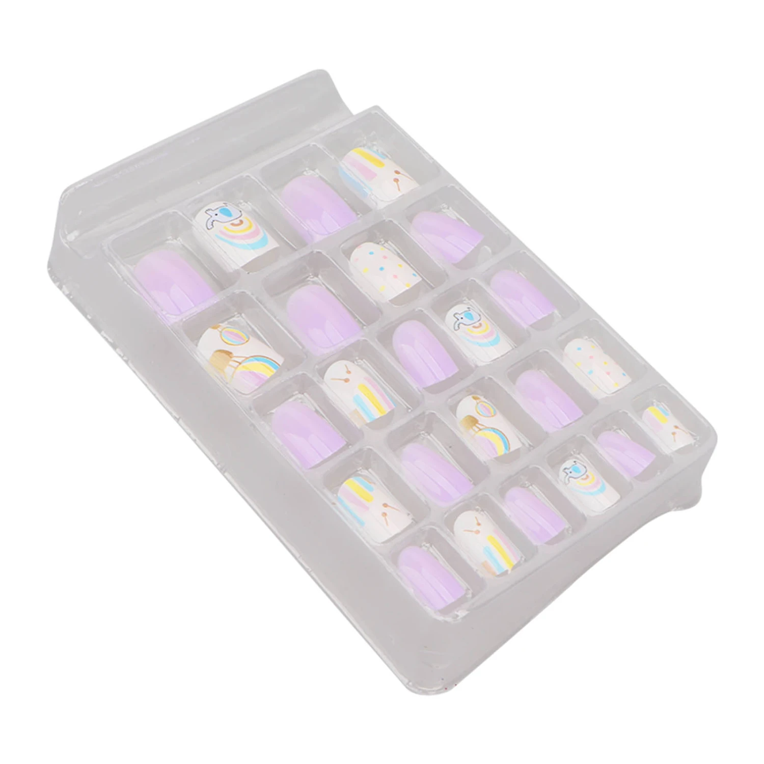 24Pcs Kids Self Adhesive Fake Nails Safe Gentle Interesting Stylish DIY Kids Full Cover Press On Nails 0040-CM42