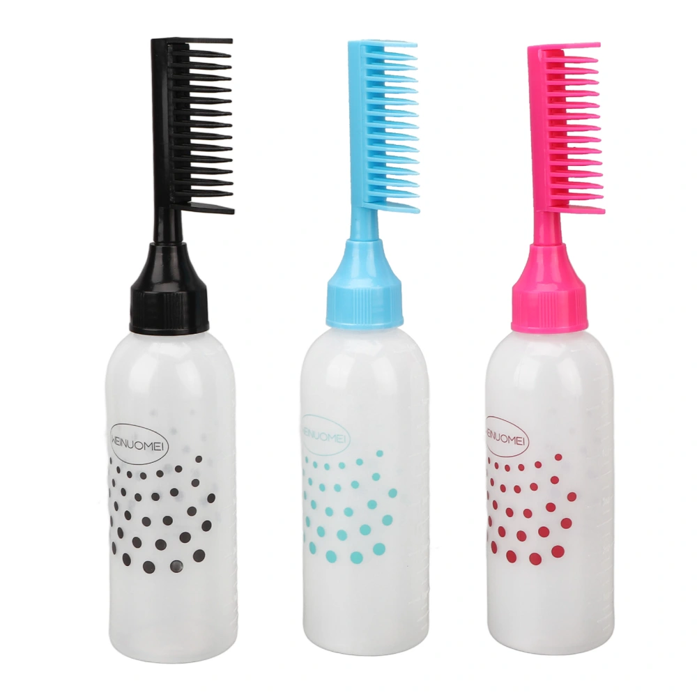 Comb Applicator Bottle Clear Scale Ergonomic Design Plastic Hair Coloring Bottle for Hair Dye Shampoo 3pcs