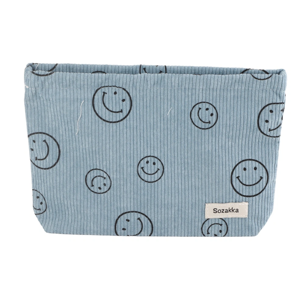 Vintage Corduroy Happy Face Makeup Bag Blue Happy Face Makeup Bag