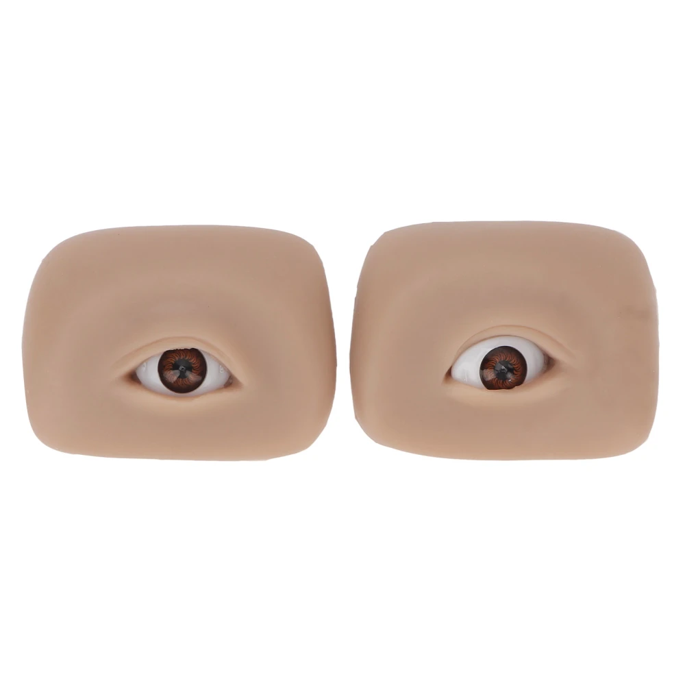 1 Pair 3D Silicone Fake Eye Practice Skin Makeup Eyebrow Eyeliner Tattoo Practice Skin for Novice Dark Skin Color