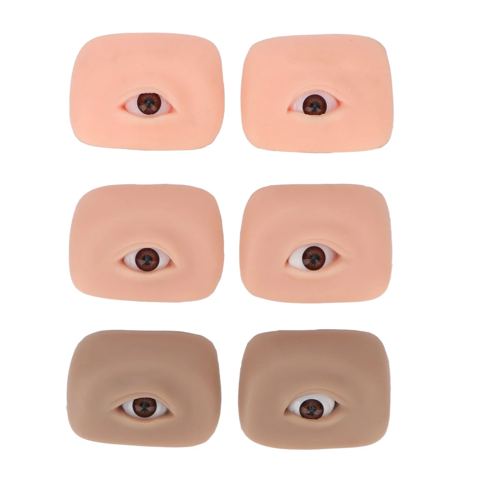 3 Pairs 3D Fake Eye Practice Skin Silicone Microblading Eyebrow Eyeliner Practice Skin for Beginner