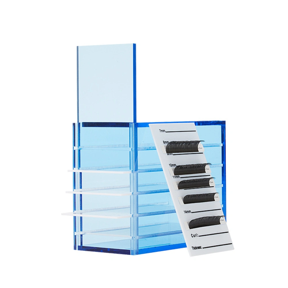 5 Layers False Lash Storage Box Large Capacity Eyelash Extension Acrylic Organizer for Home Travel Blue