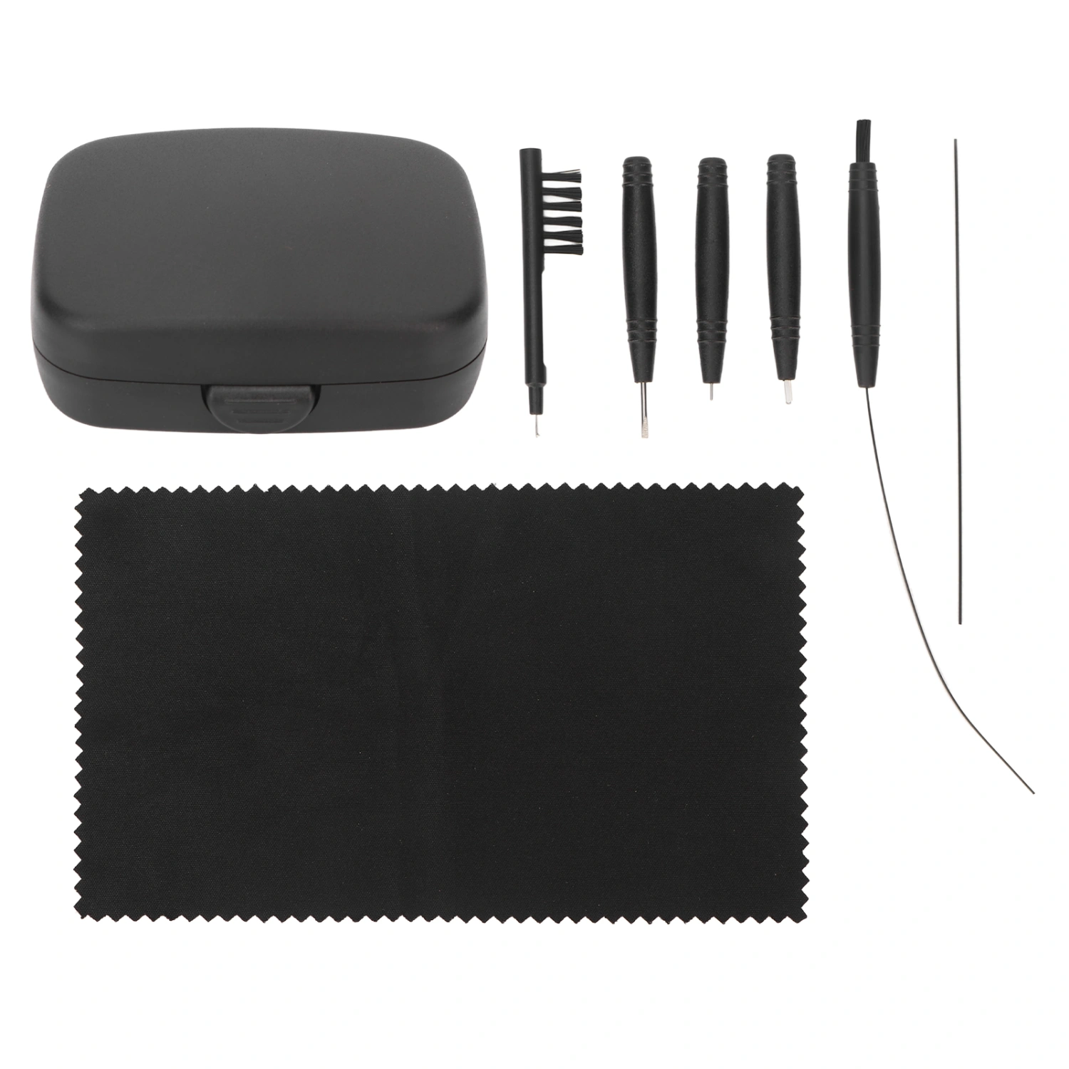 8pcs Hearing Amplifier Cleaning Tools Earwax Removal Lightweight Complete Professional Brush Set Black