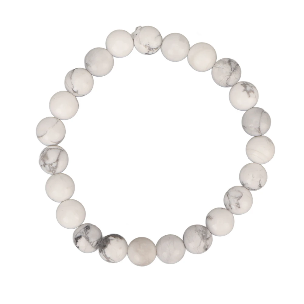 8MM Beaded Bracelet Unisex Stress Relief Jadestone Stretch 23pcs Beads Healing Jewelry for Yoga Meditation White