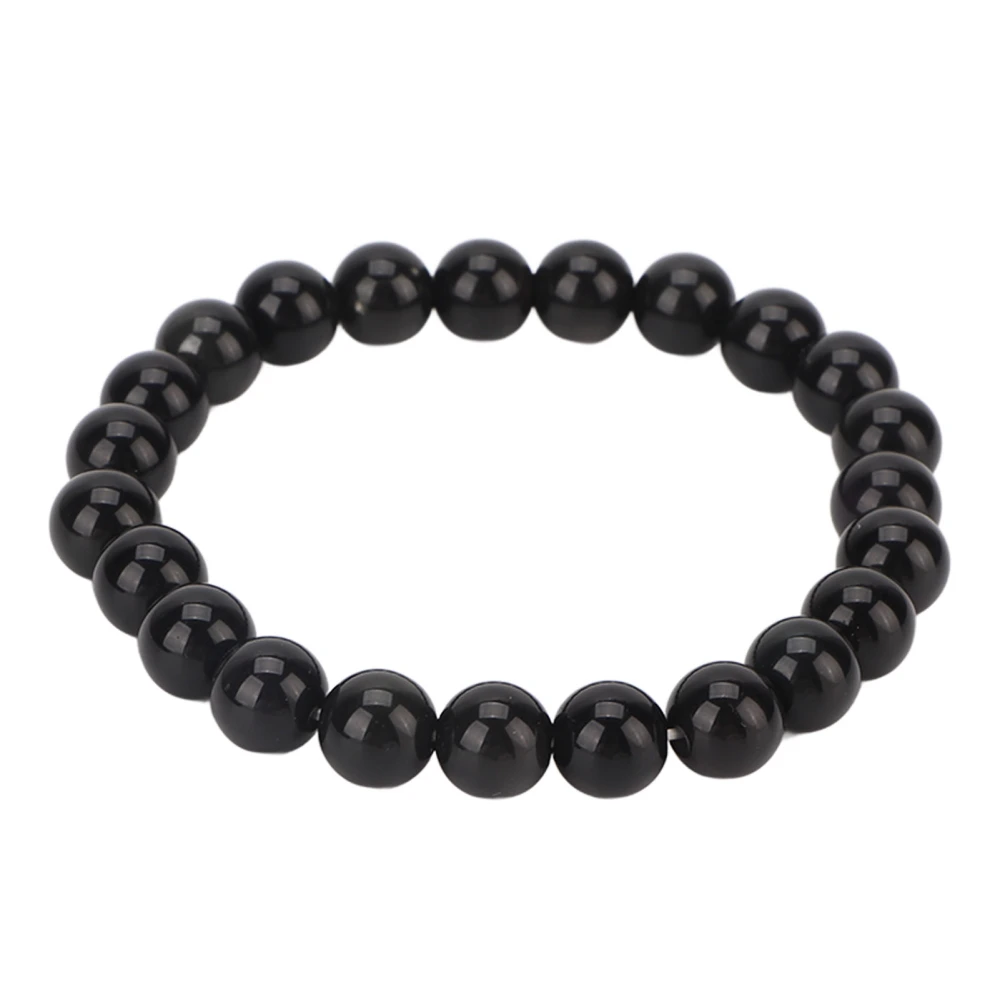 8mm Beaded Bracelet Healing Elastic Stretch Meditation Beaded Bracelet for Women Men Black