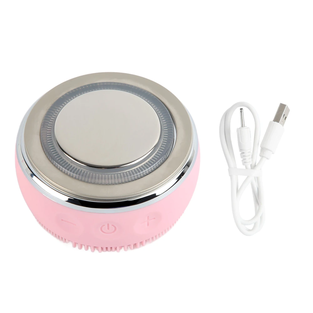 Facial Cleansing Device Exfoliating Multifunctional Vibrations Hot Compress Skin Beauty Device with Red Blue LED Pink