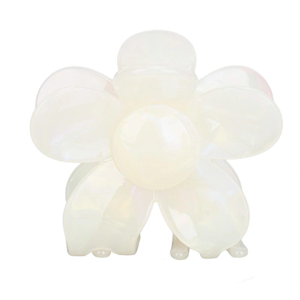 Flower Shape Hair Clamp Acetate Plastic Hair Claw Clip Back Head Headwear for Women Girls Creamy White