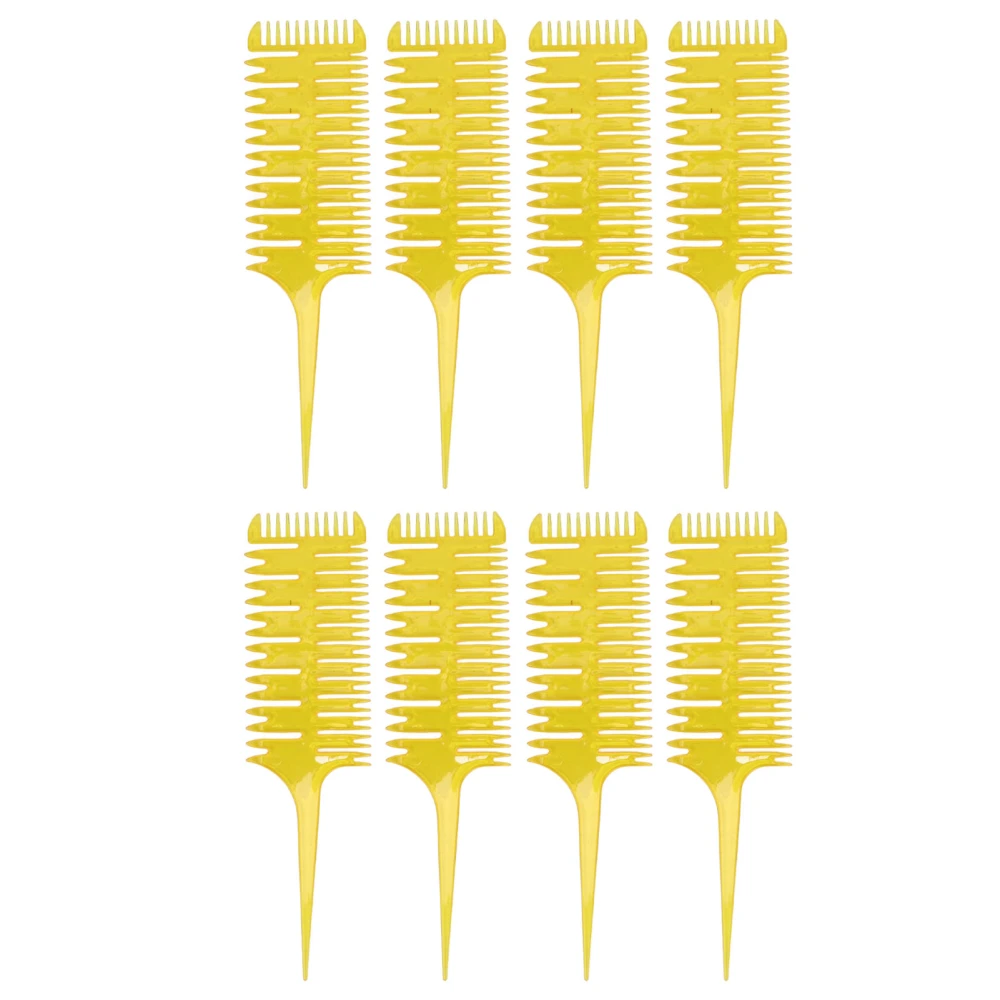 8pcs 3 Way Hair Sectioning Comb Transparent Yellow Weaving Sectioning Foiling Comb