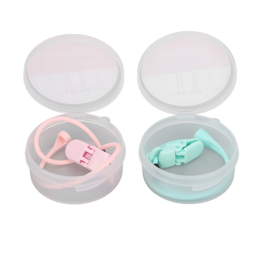 Hearing Aid Clips Pink Green Combination Set Portable Compact Flexible Silicone Hearing Aid Anti Lost Lanyard