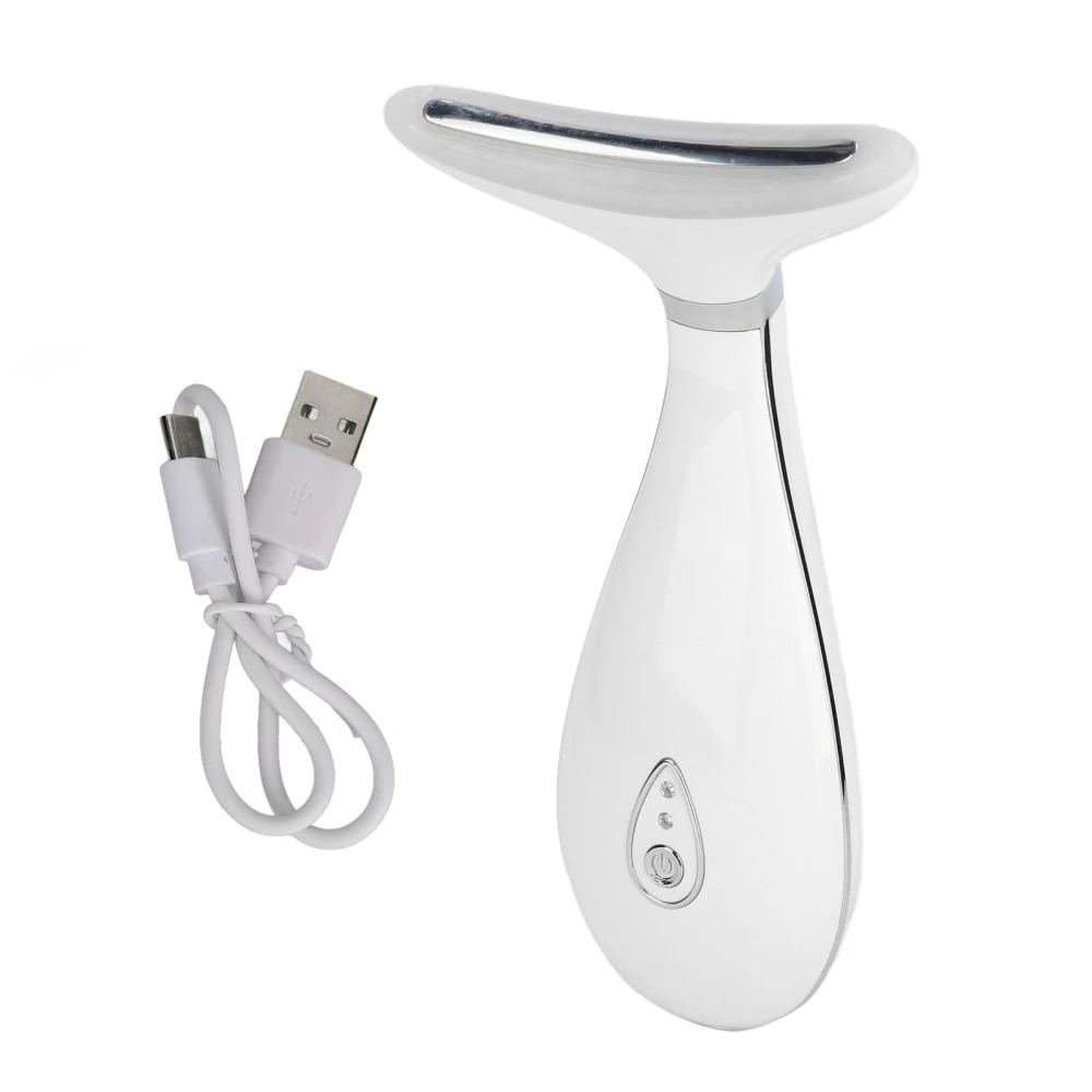 Face Neck Beauty Device Vibration Skin Lifting Tightening Color LED Wrinkle Removal Massager White