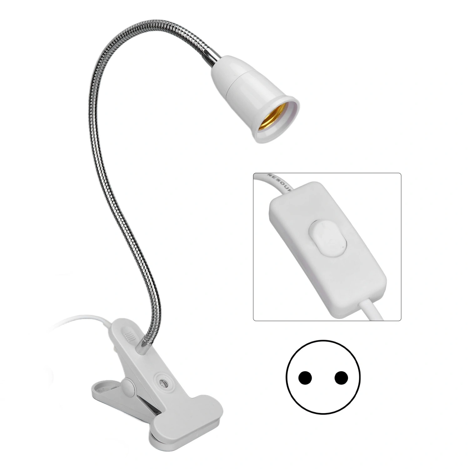Desk Clip Clamp Lamp Holder LED E27 Light Socket Adjustable Neck Clip Lamp Holder ‑