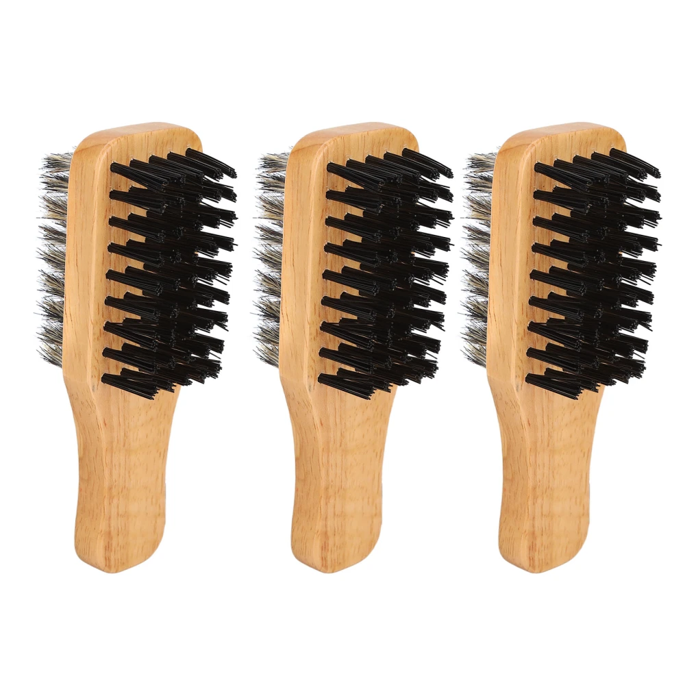 Wooden Beard Brush Soft Hard Bristles Knots Removal Double Sided Beard Brush for Styling Home Salon 3pcs