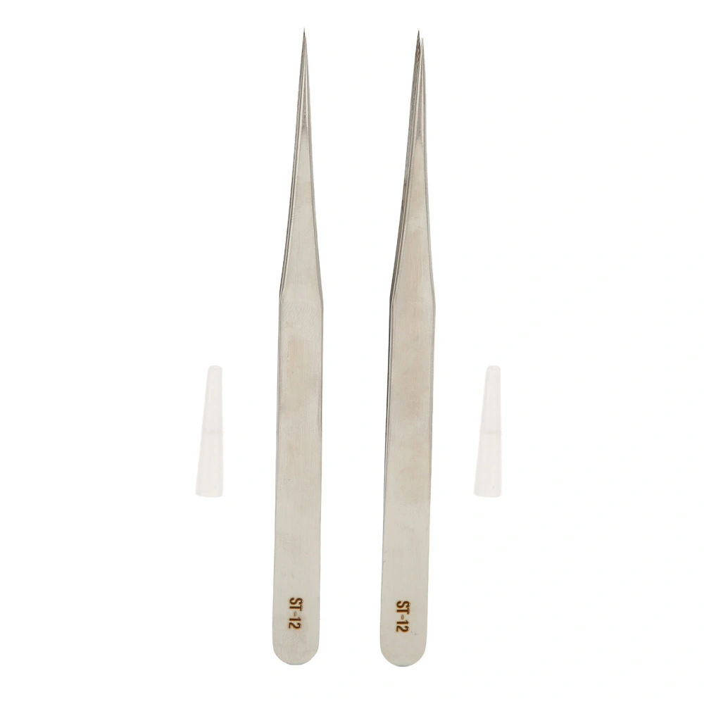 2 Pcs Tweezers Portable Professional Accurate Anti Rust Stainless Steel Tweezers Tool for Hearing Aid Fitting