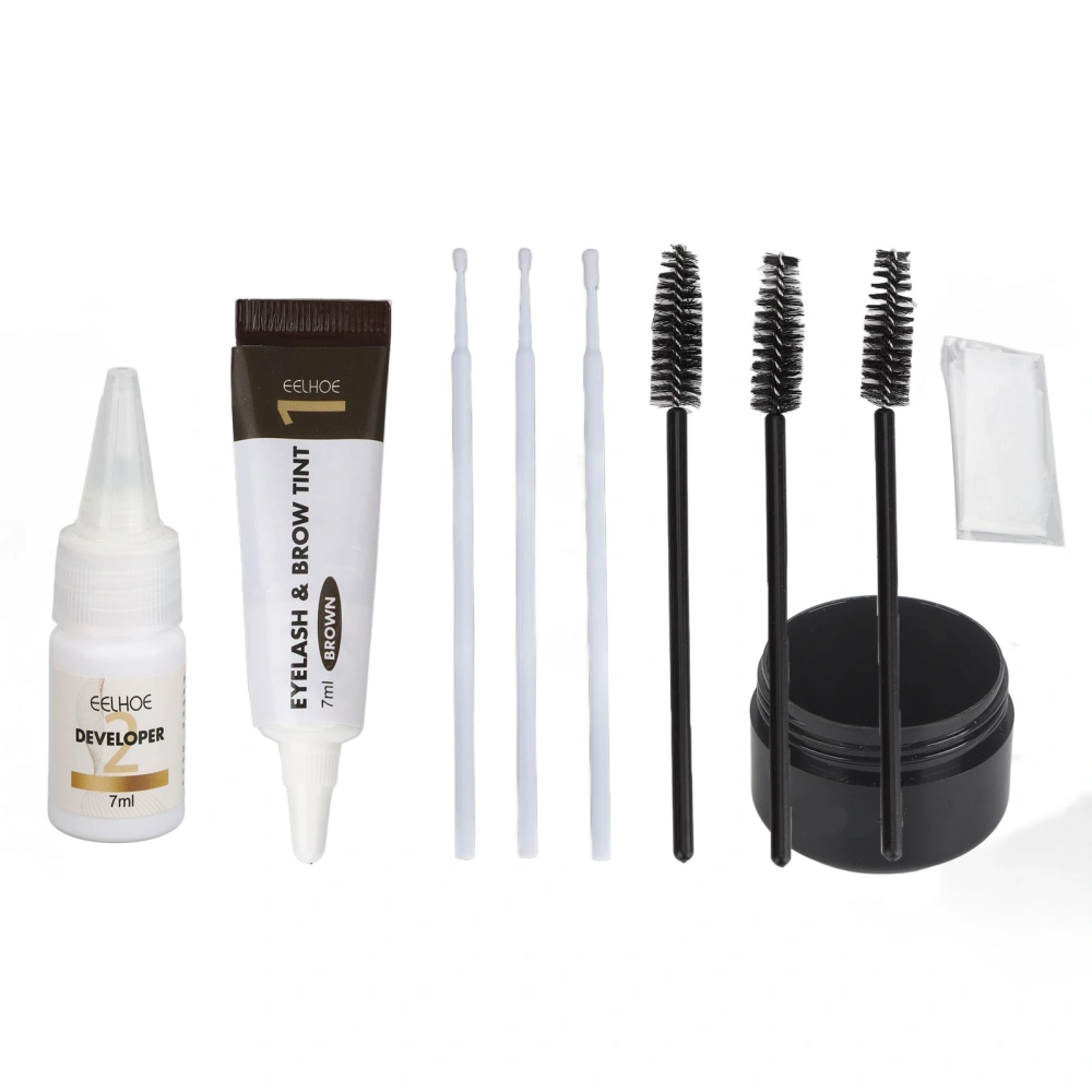 Eyebrow Eyelash Color Kit Professional 2 in 1 Sweatproof Long Lasting Lash Brow Coloring Kit 7ml Dark Brown