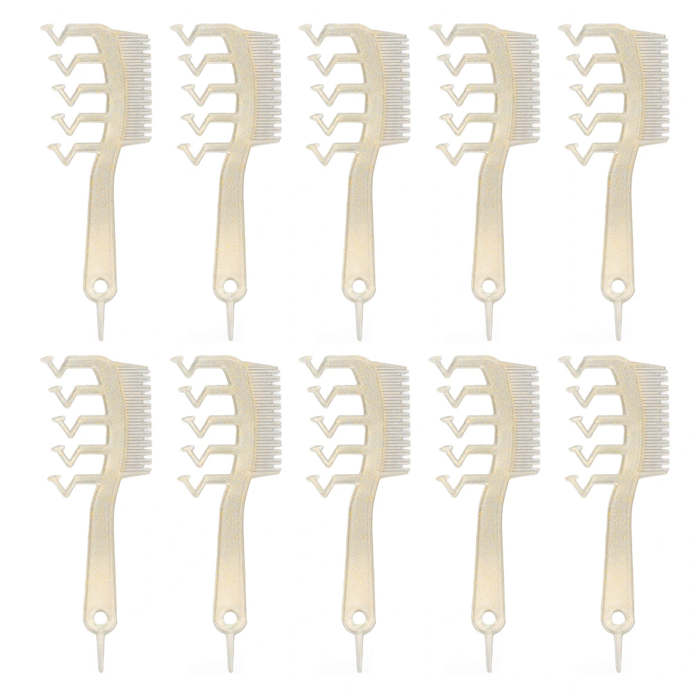 10pcs Z Shaped Wide Tooth Comb Stylish Portable Double Sided Distribution Hair Seam Comb Styling Tool Glitter Gold