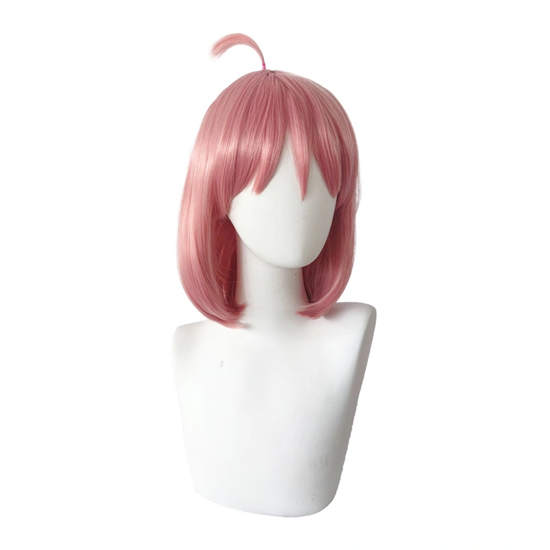 Girls Short Straight Synthetic Fiber Hair Anime Costume Cosplay Wigs with Hair Mesh Net Fashion Lovely Pink for Women for 4‑10 Years Old