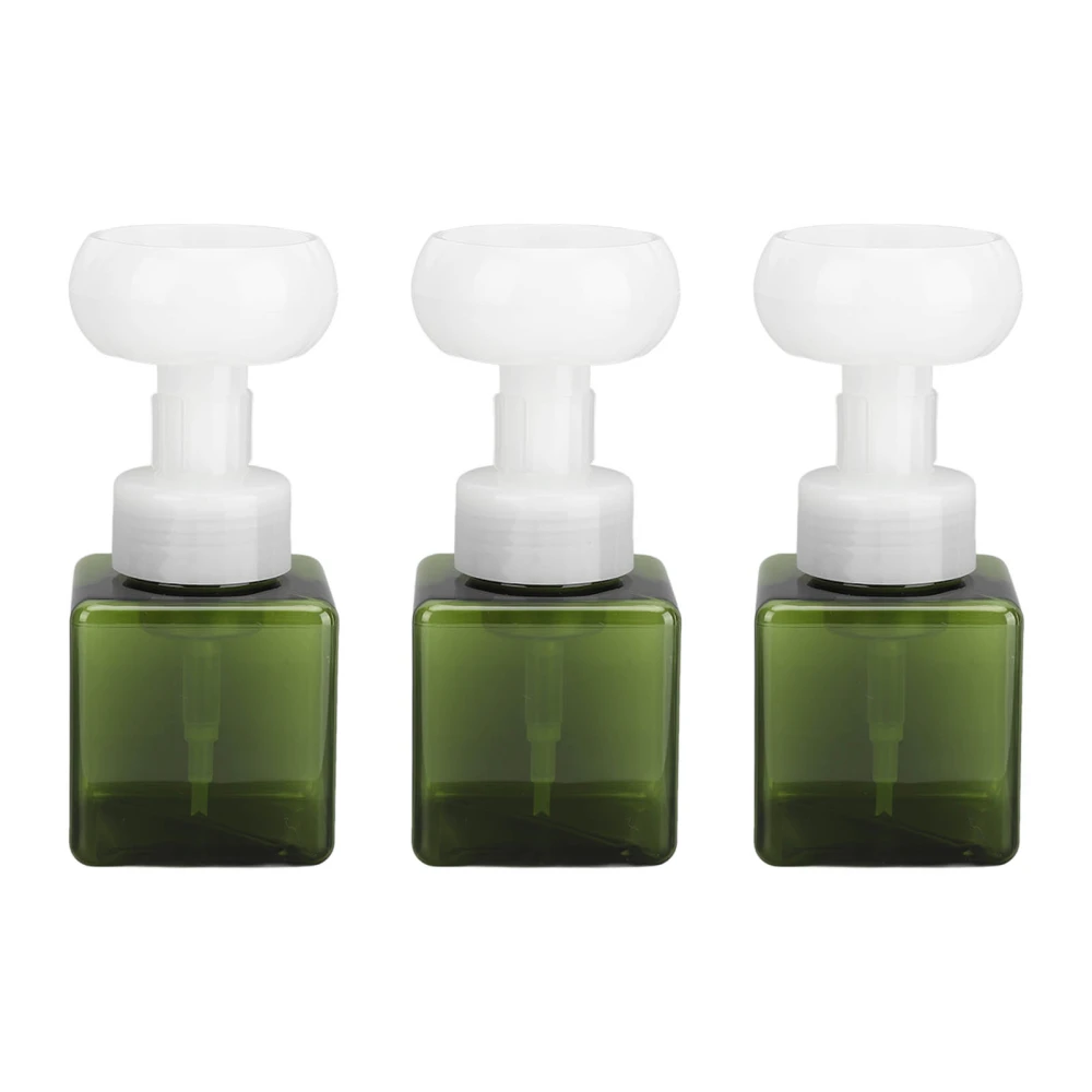 3pcs Foam Pump Bottle Portable Flower Shaped 250ml Dark Green Foam Dispenser Bottle