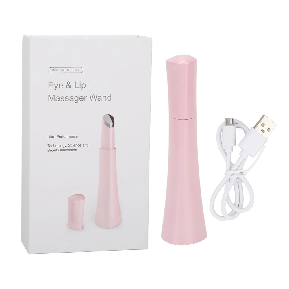 Eye Wand Heat Compress Wrinkle Remover Vibration 3 Gear Adjustable Pink Face Skin Massager Tool for Eye Bag Dark Circle