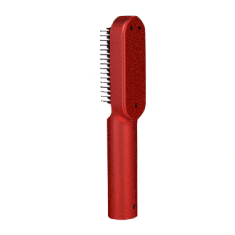 Electric Straightener Comb Mini Portable Fast Heating Rechargeable Multifunctional Straight Hair Comb Red