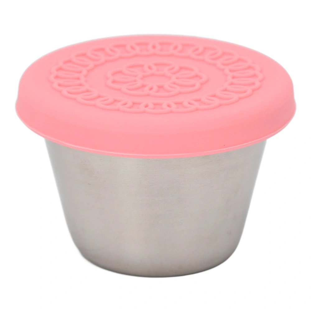 Stainless Steel Dressing Container Mini Dipping Sauce Container with Sealing Silicone Lid for Beauty Salon Kitchen 70ml Pink Cover