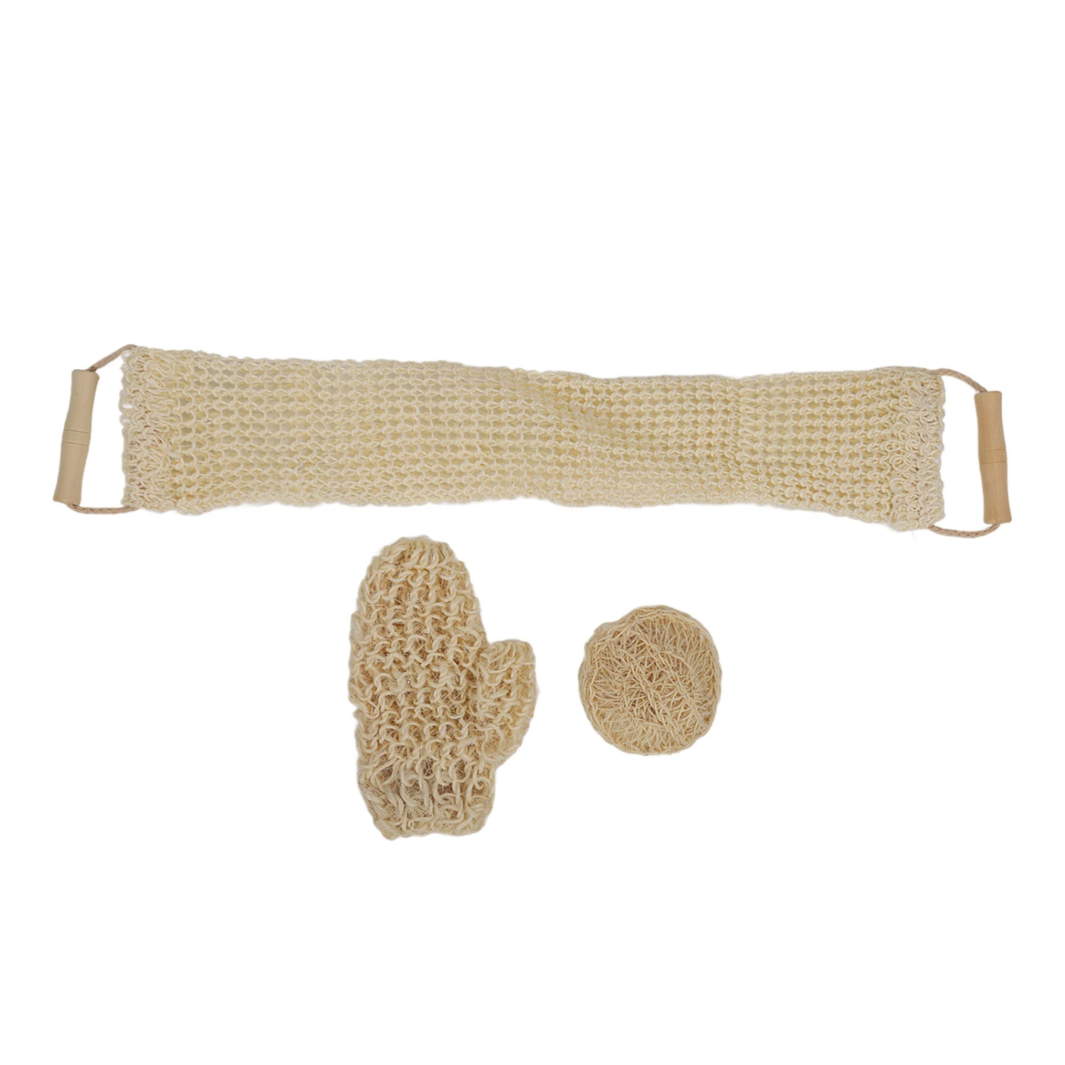 3pcs Body Scrubber Set Exfoliating Sisal Glove Deep Clean Shower Loofah Set for Home